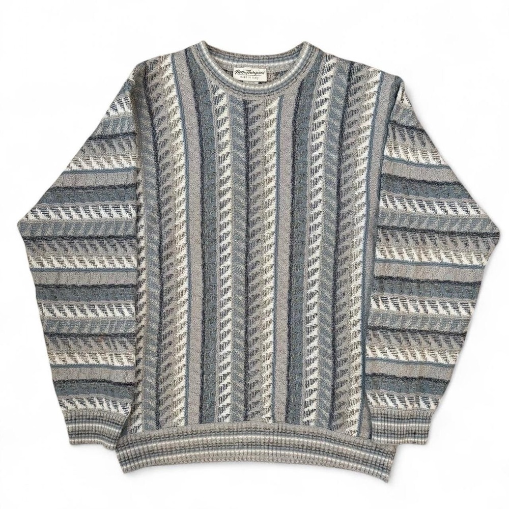 Vintage Norm Thompson 3D Knit Pullover Sweatshirt Adult Size Medium Preppy 90s